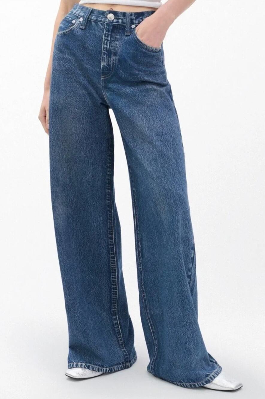 Rag & Bone Jeans 26 Sofie High Rise Ultra Wide Leg in Jen Blue Denim Casual
